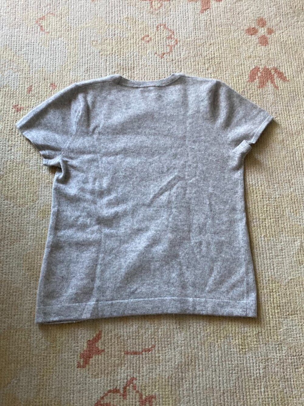 J Crew 100% Cashmere Tee, Light Gray, size large - Picture 2 of 6